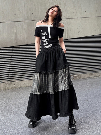 Mesh stitch top and skirt