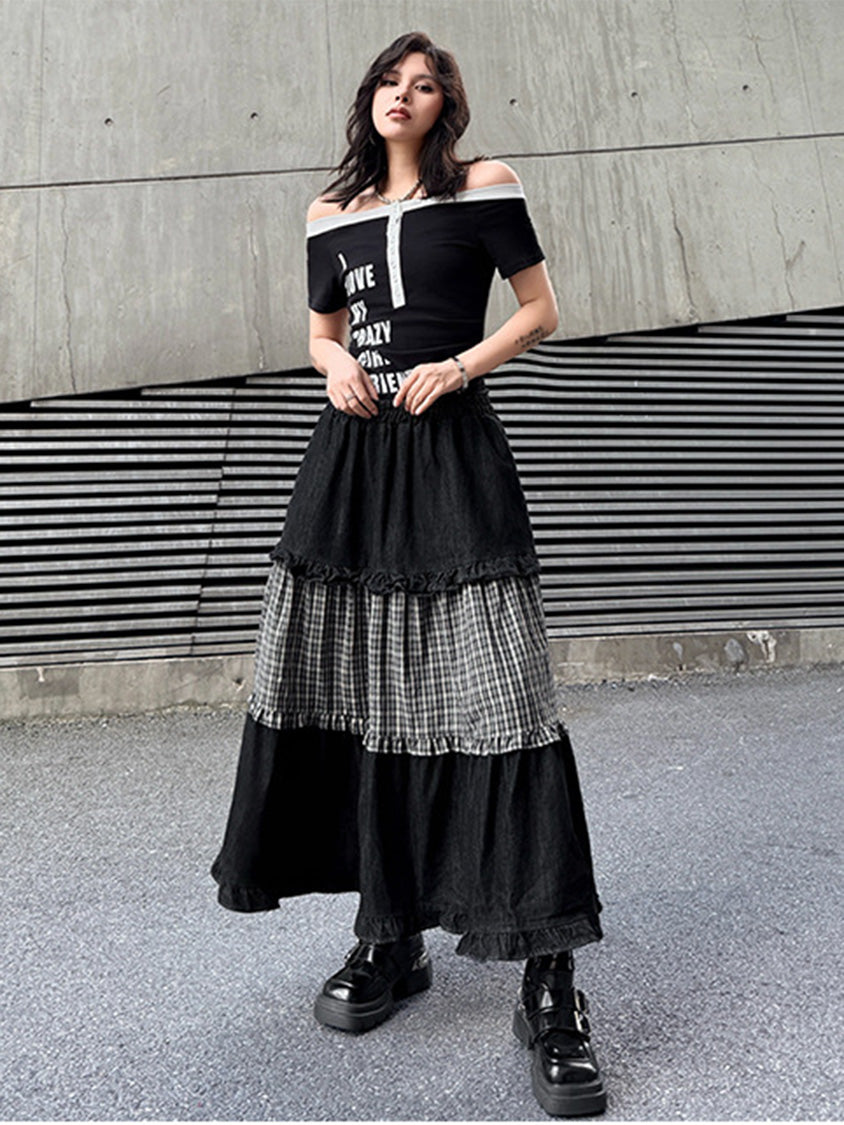 Mesh stitch top and skirt