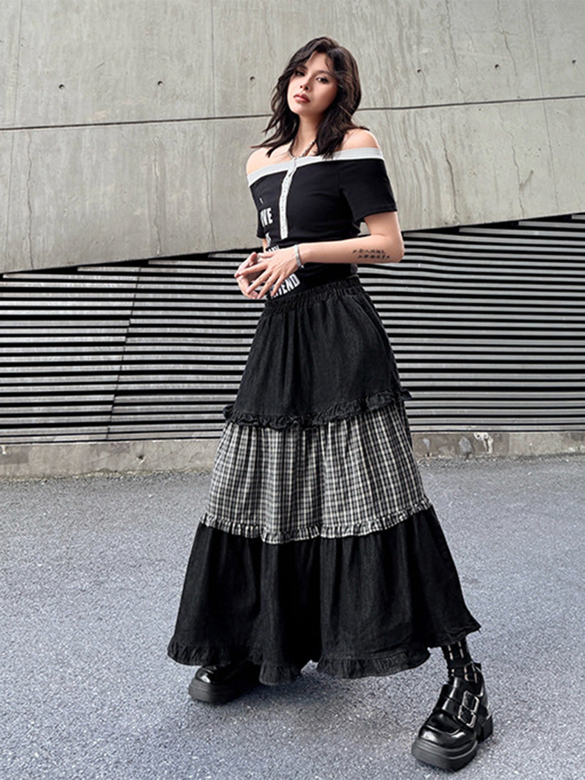 Mesh stitch top and skirt