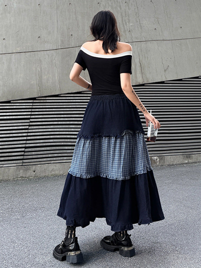 Mesh stitch top and skirt