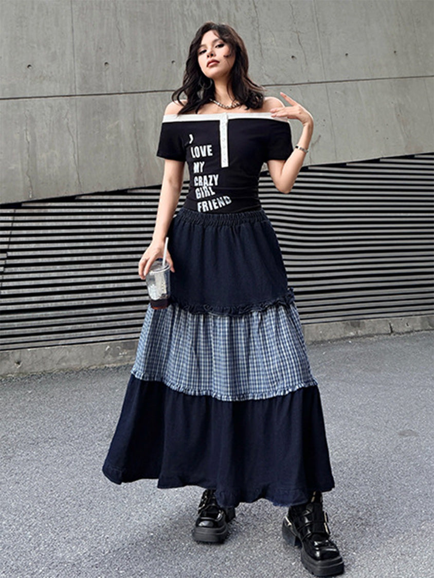 Mesh stitch top and skirt