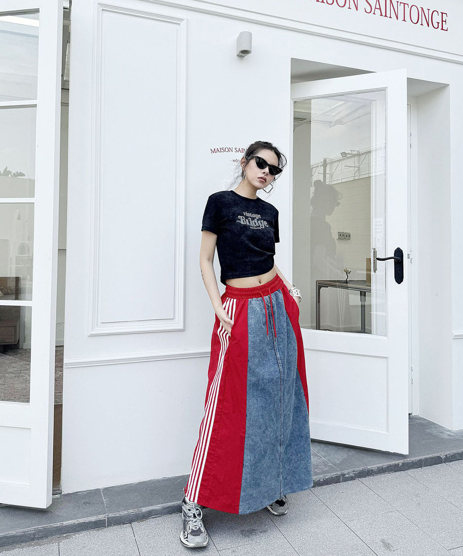Sideline denim skirt