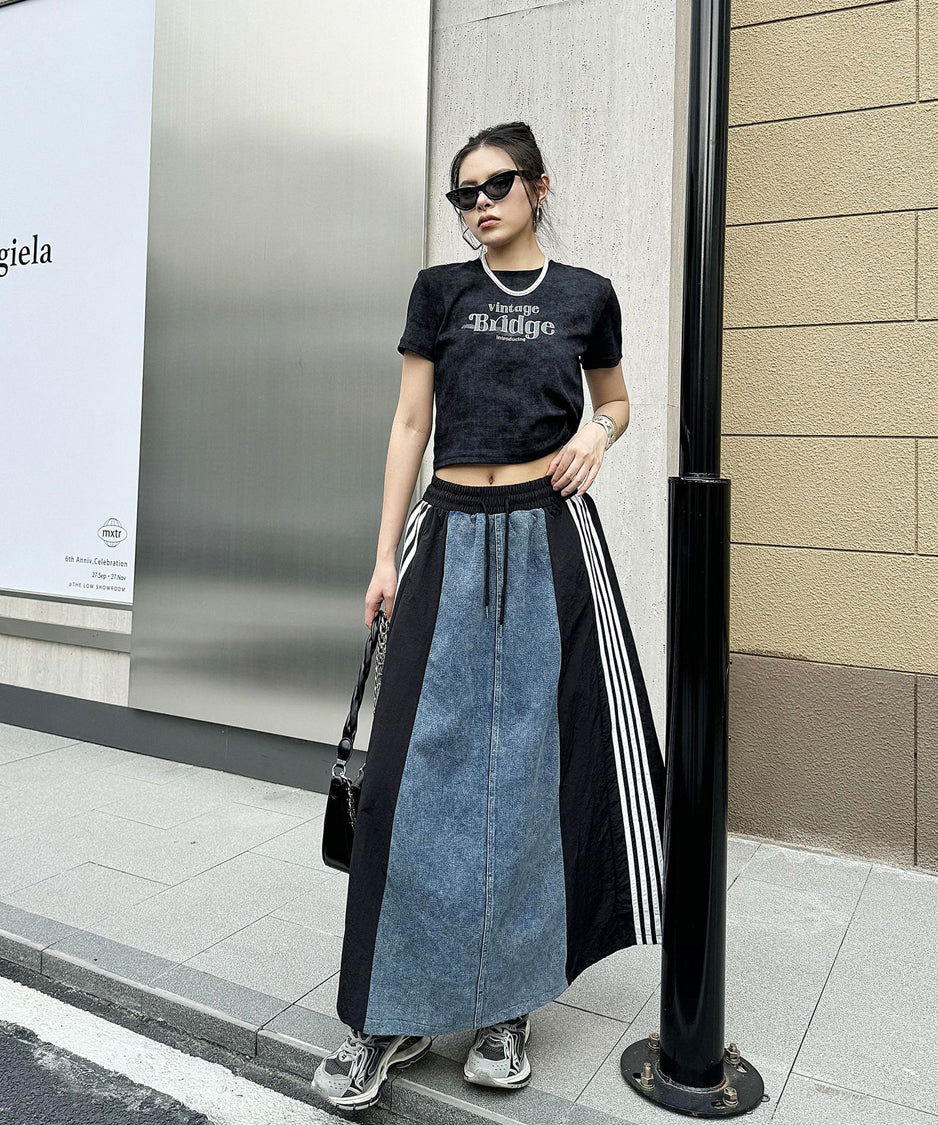 Sideline denim skirt