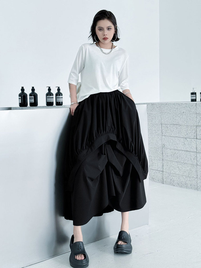 Crushed layered skirt