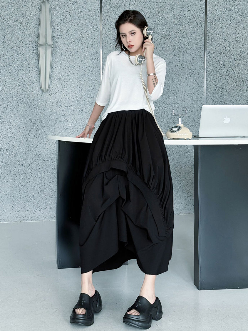 Crushed layered skirt