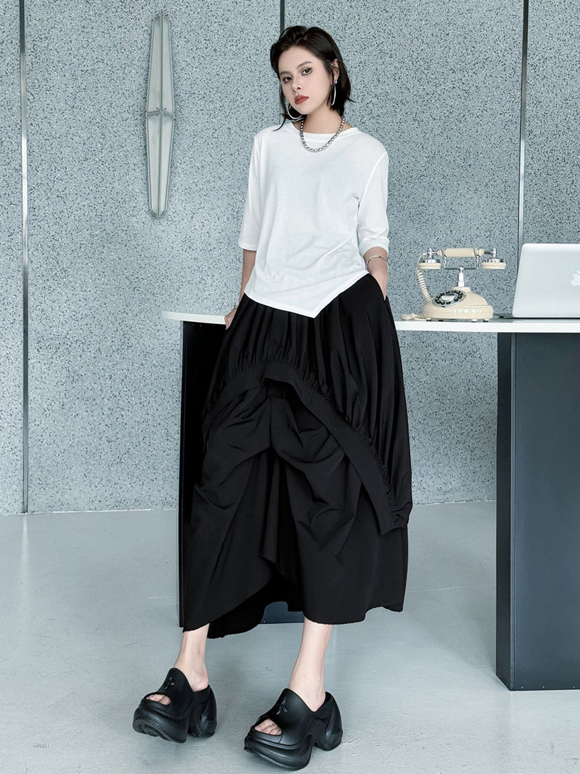 Crushed layered skirt