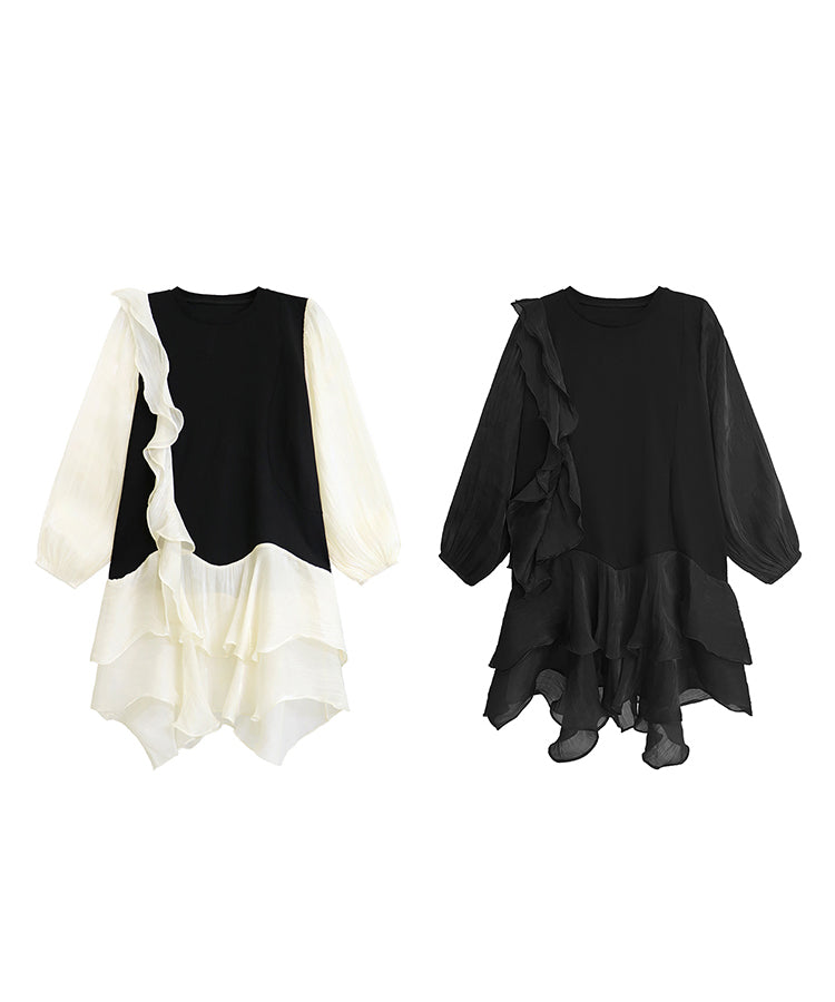 See-through ruffle dress