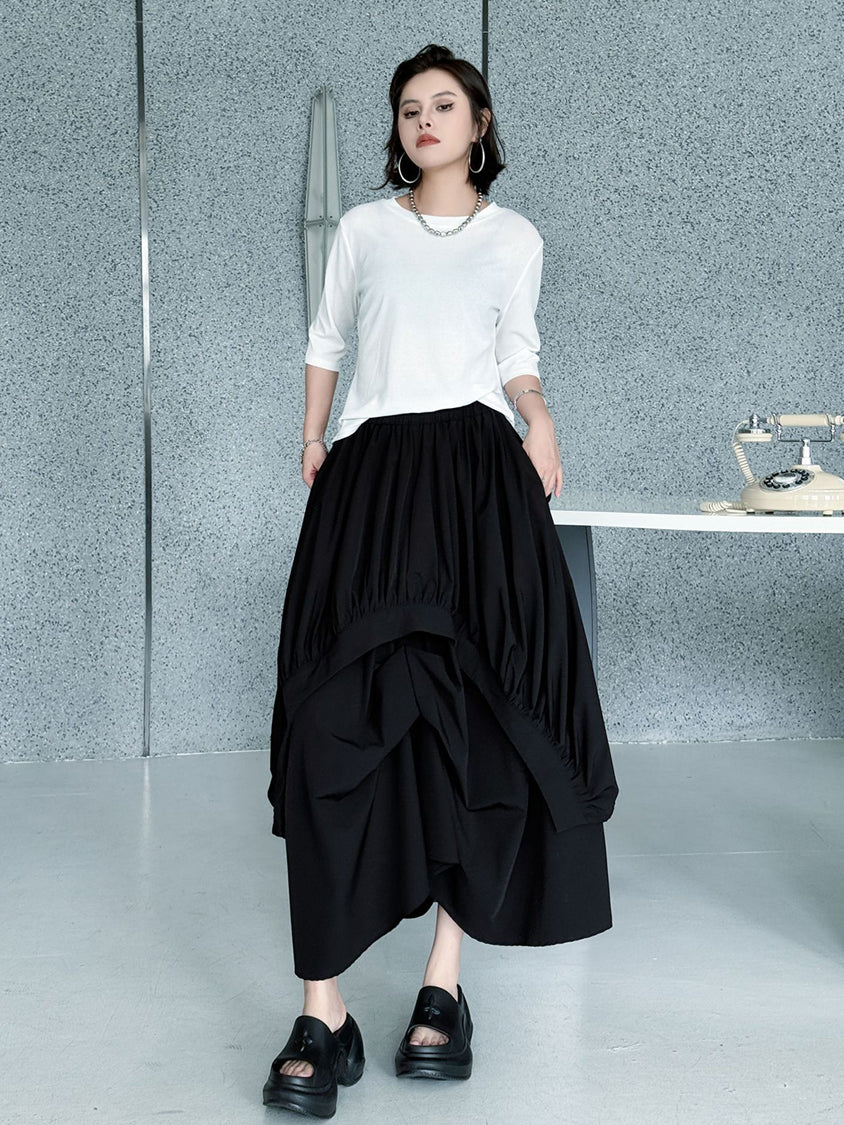 Crushed layered skirt