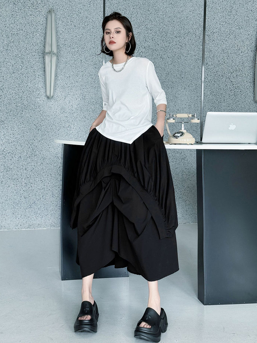 Crushed layered skirt