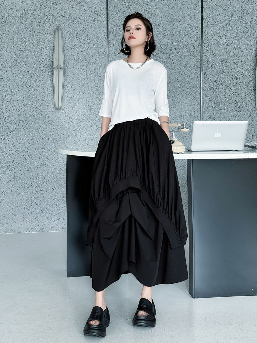 Crushed layered skirt