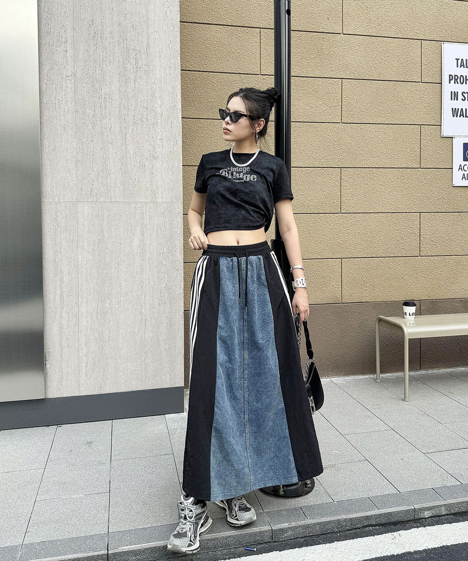 Sideline denim skirt
