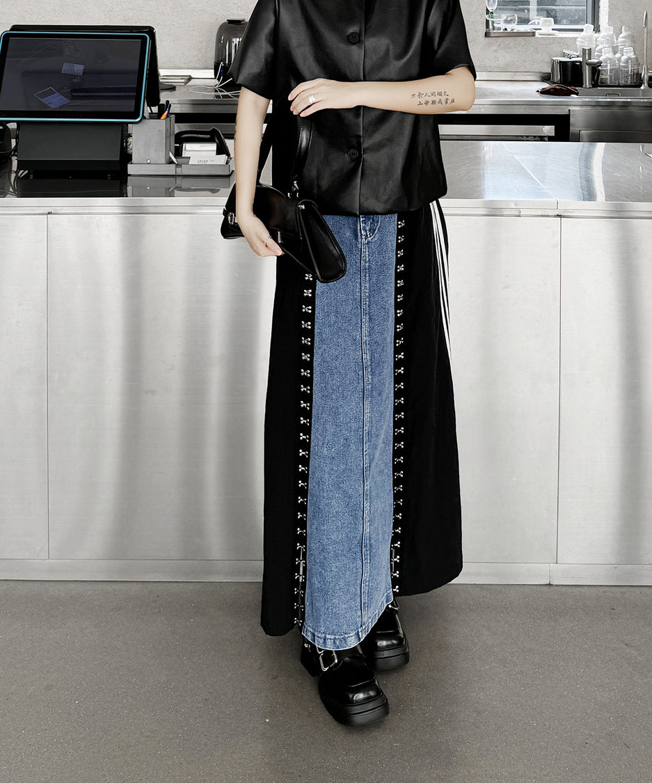 Sideline denim skirt