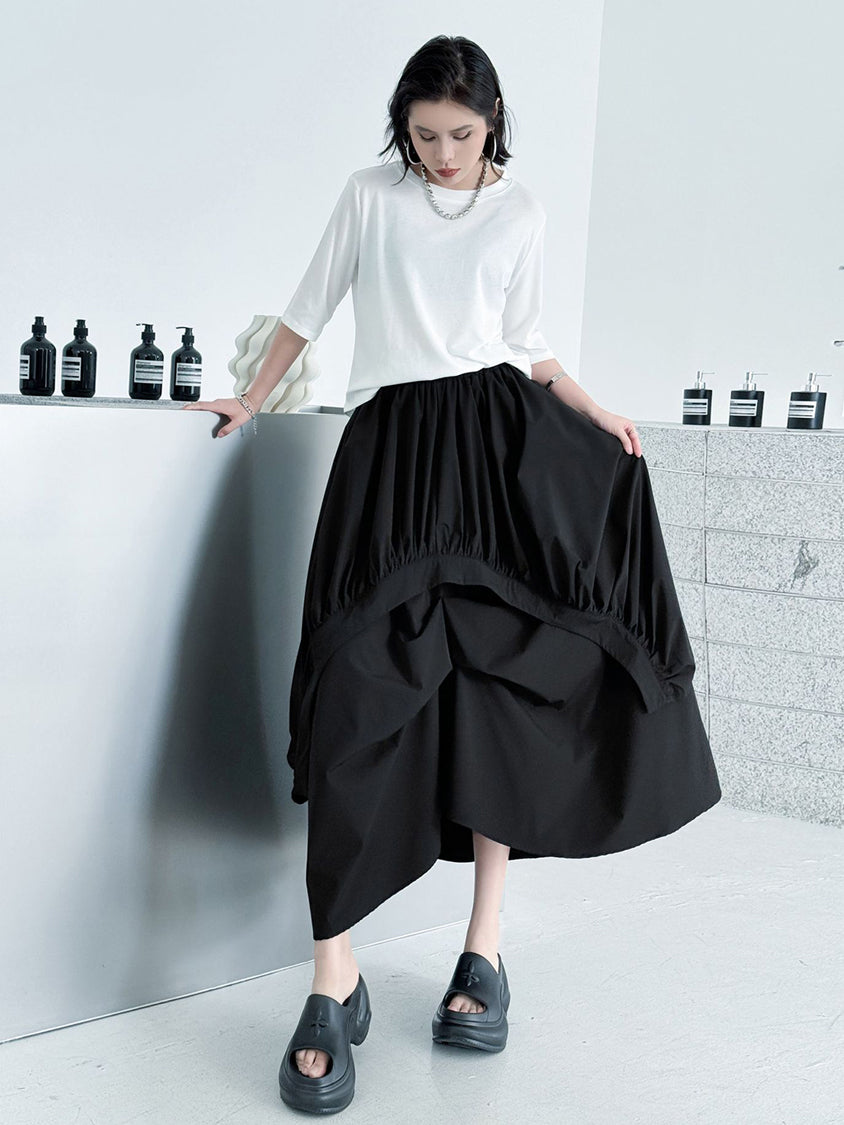 Crushed layered skirt