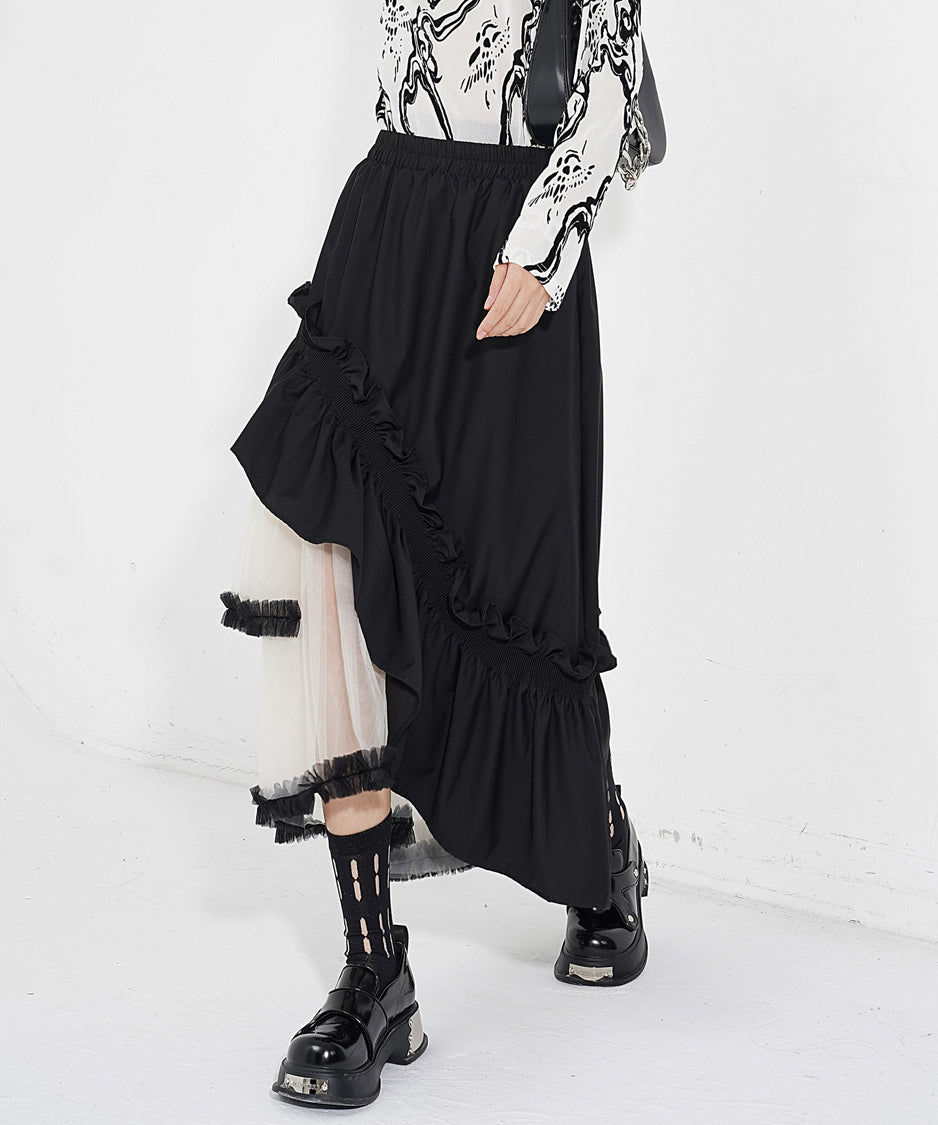 チュールレイヤードスカート