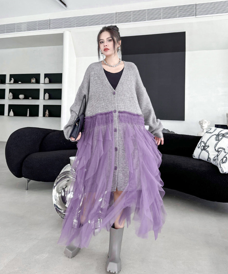 tiered mesh cardigan