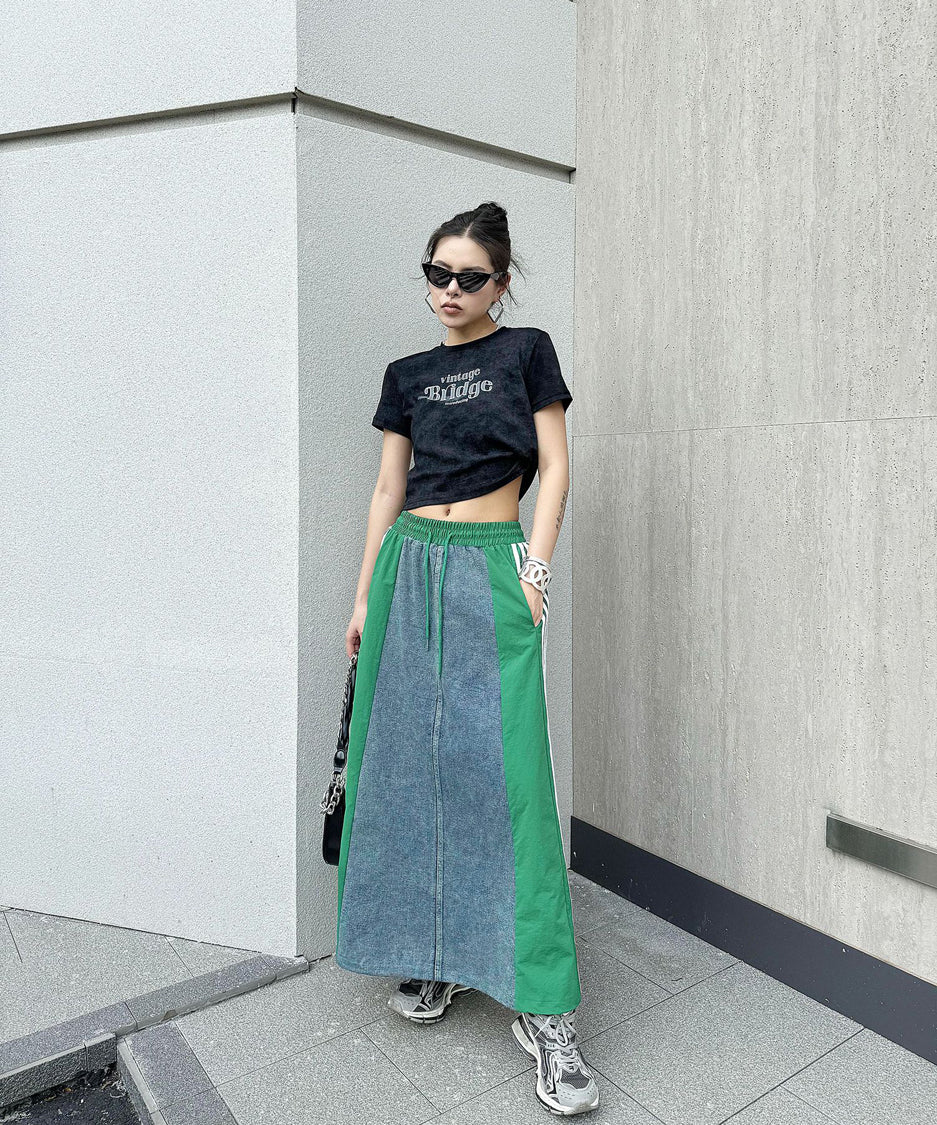Sideline denim skirt