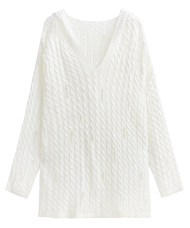 Distressed knit hoodie