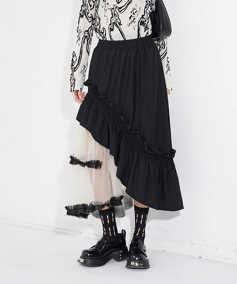 チュールレイヤードスカート