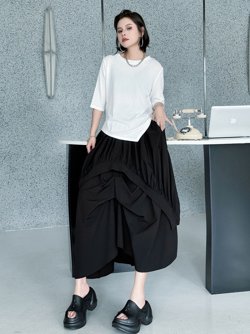 Crushed layered skirt