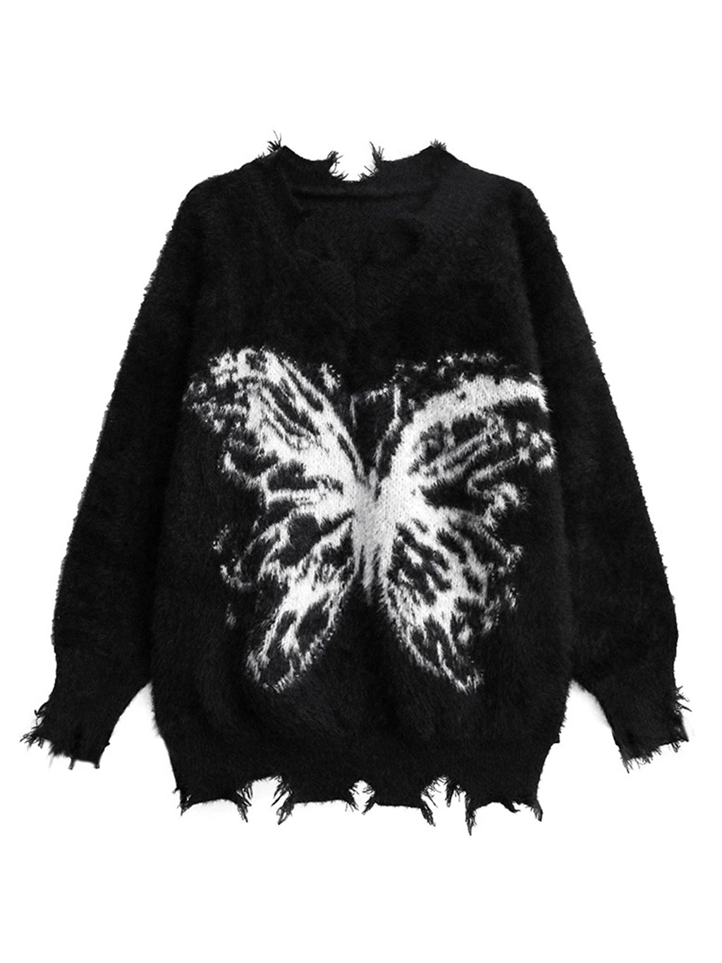 バタフライフェザーニットトップス