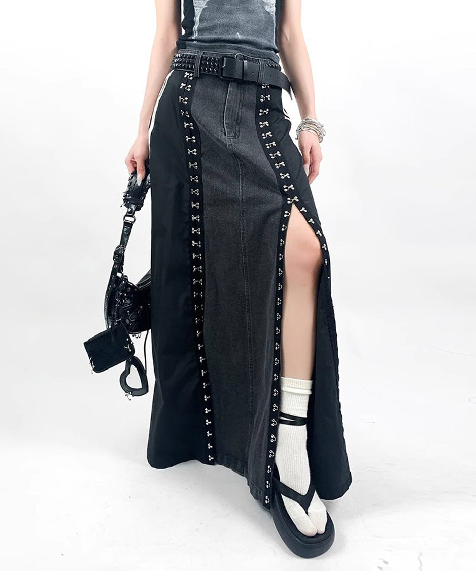 Sideline denim skirt