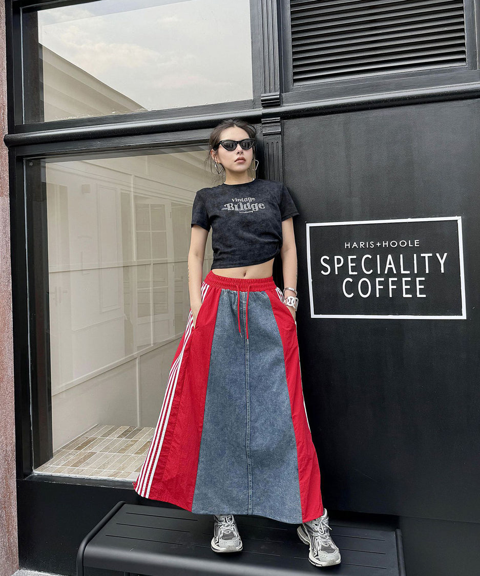 Sideline denim skirt