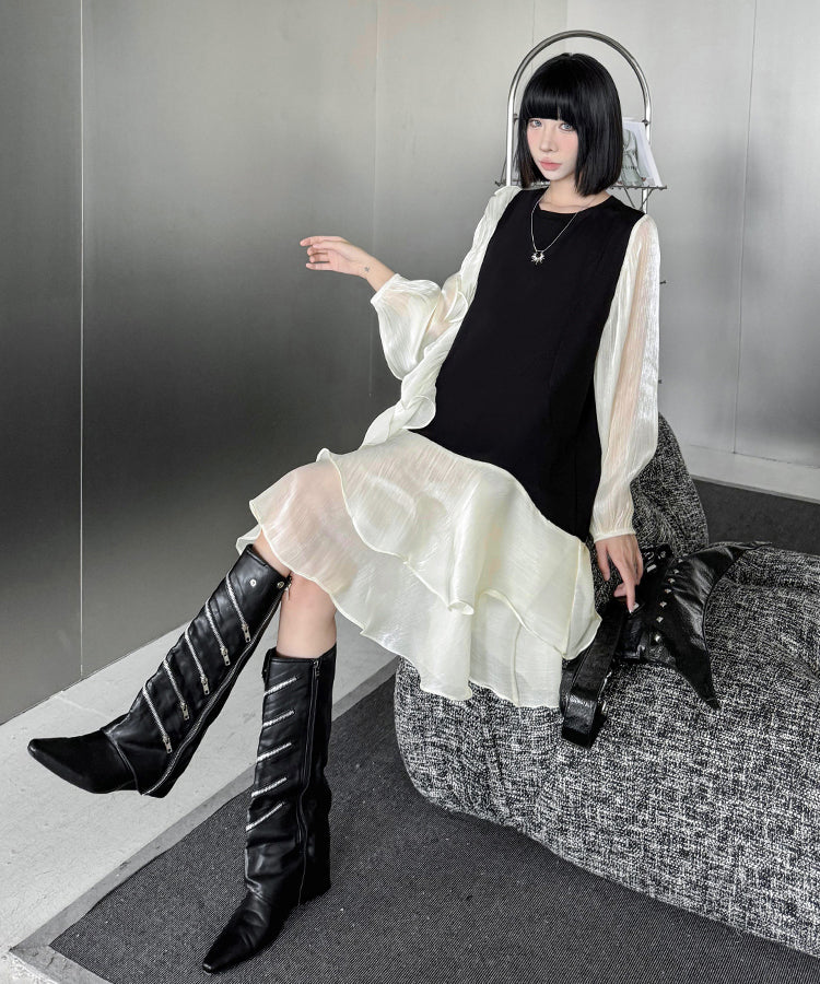 See-through ruffle dress