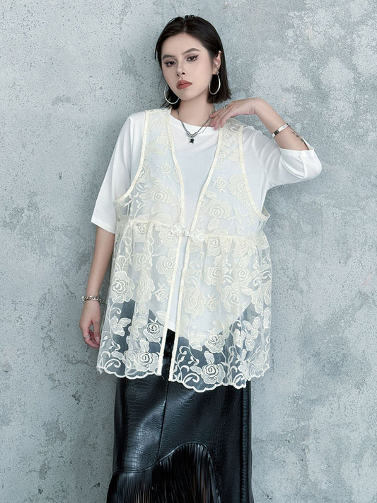 Lace flare vest