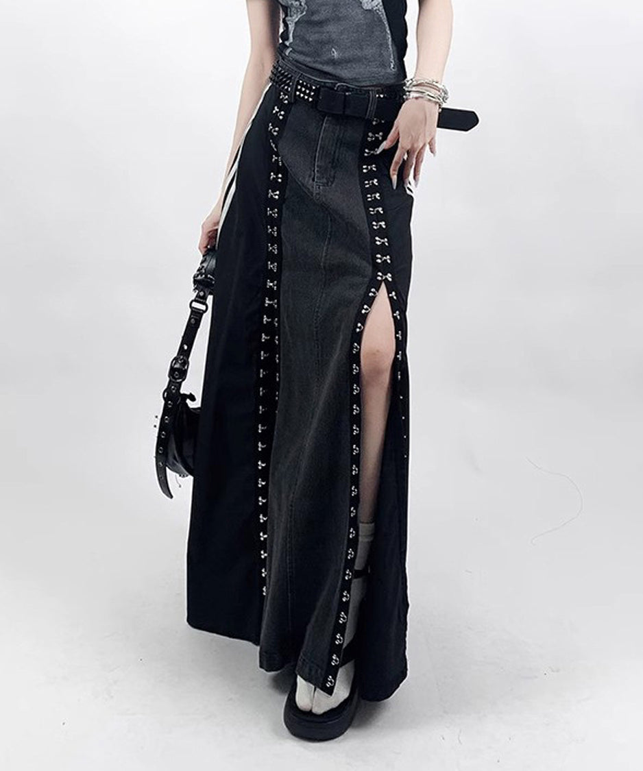 Sideline denim skirt