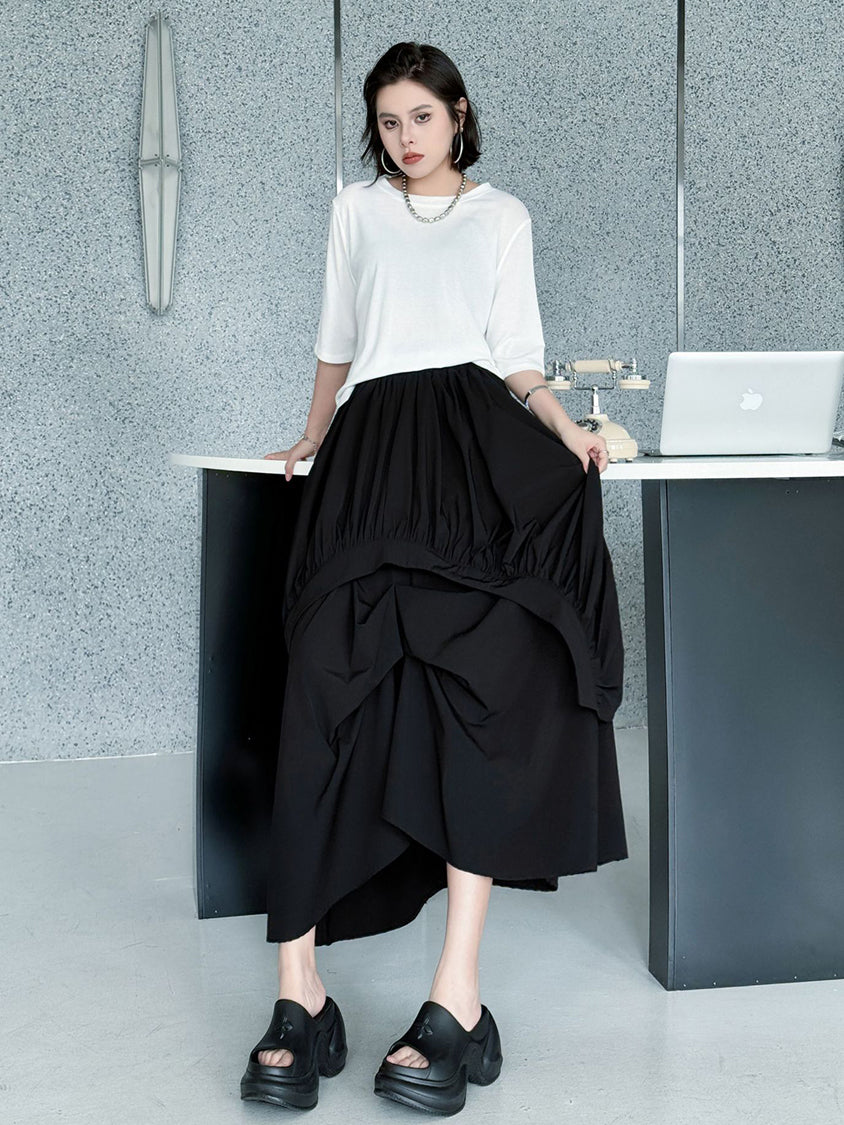 Crushed layered skirt
