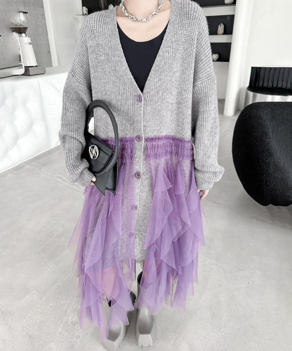 tiered mesh cardigan