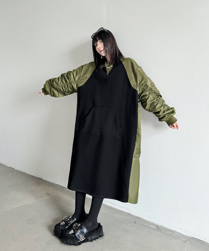 gathered sleeve dress