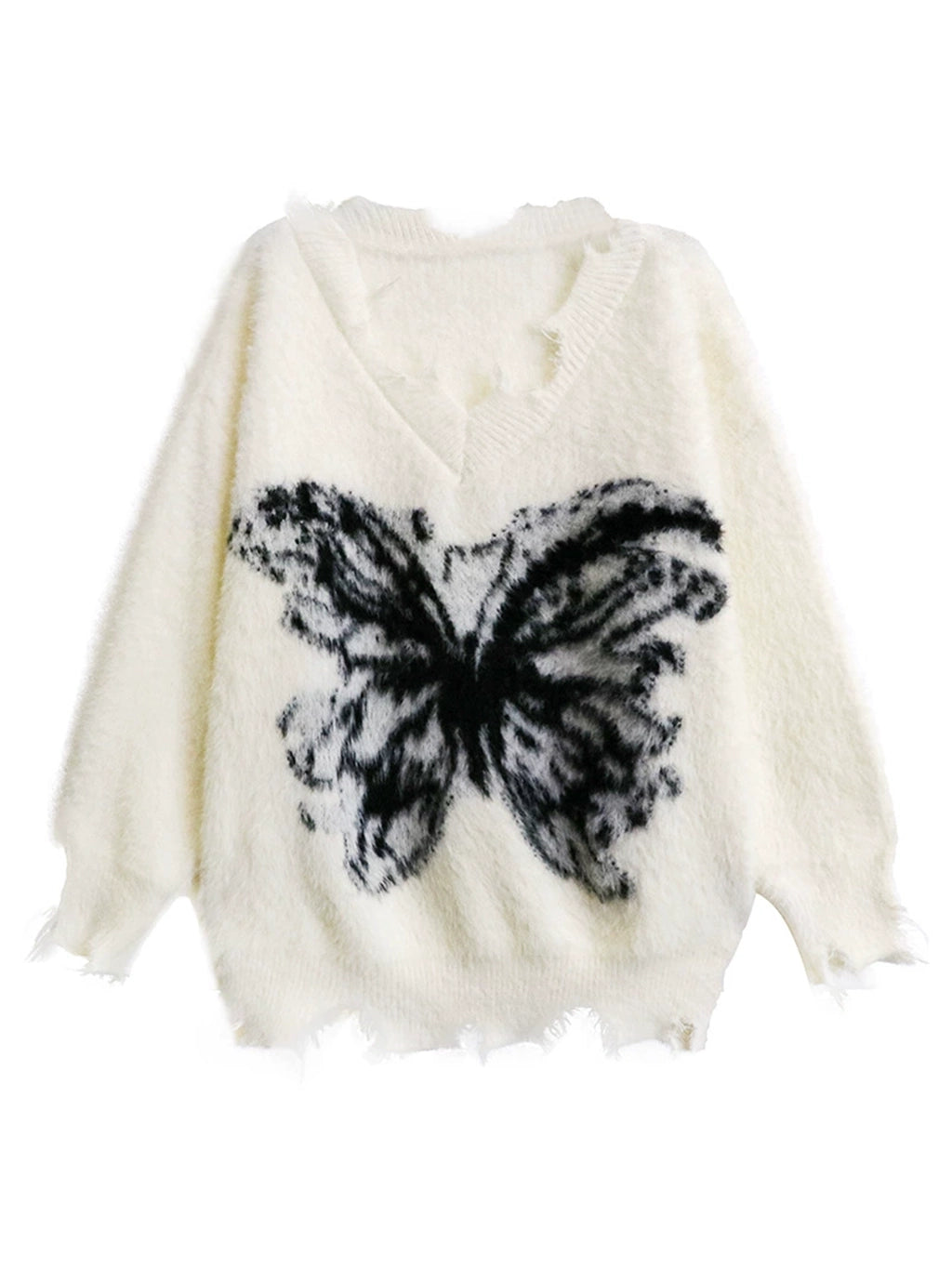 バタフライフェザーニットトップス