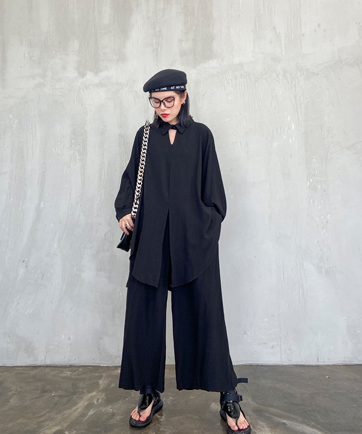 Center slit top and pants