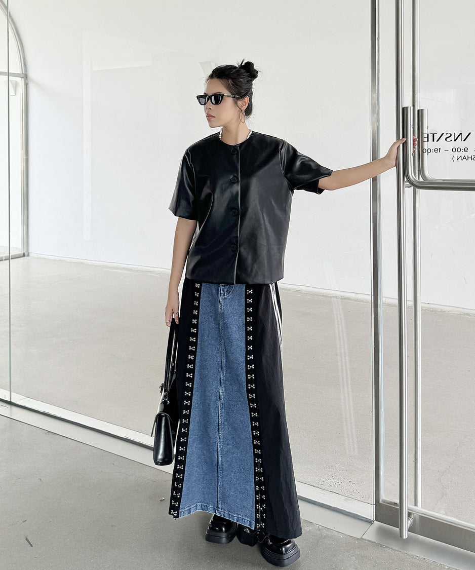 Sideline denim skirt