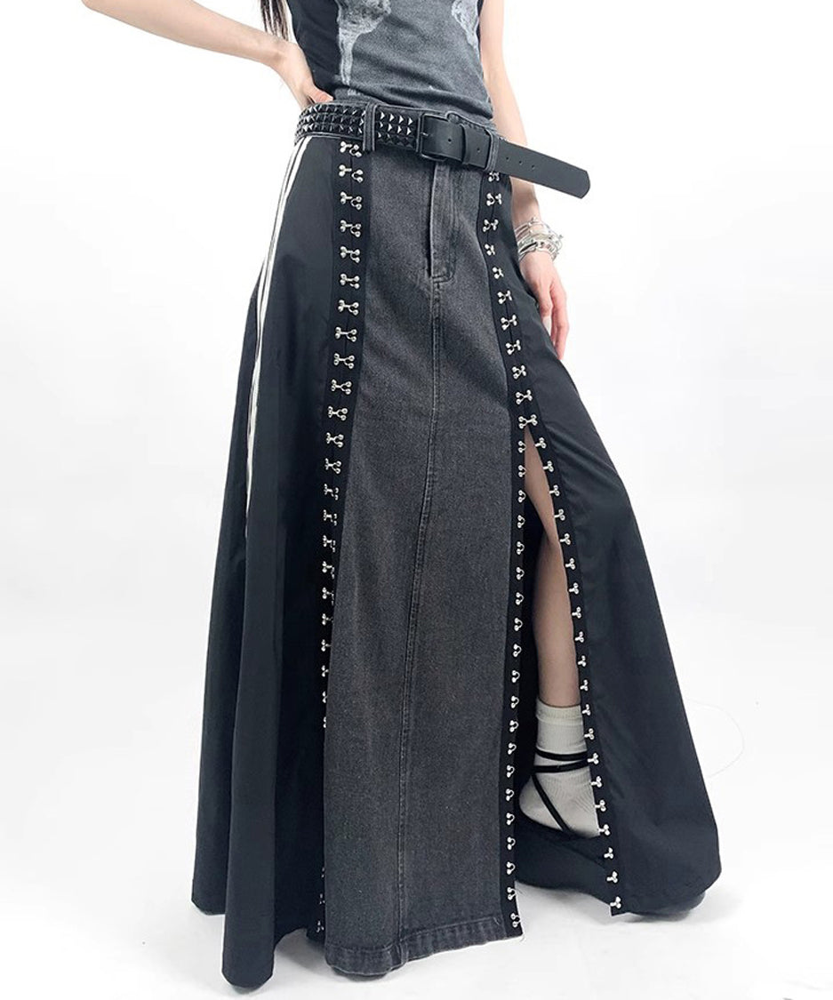 Sideline denim skirt