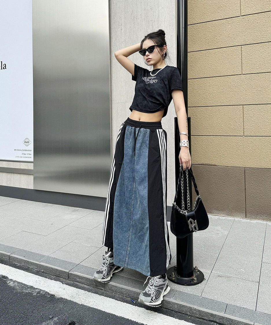 Sideline denim skirt
