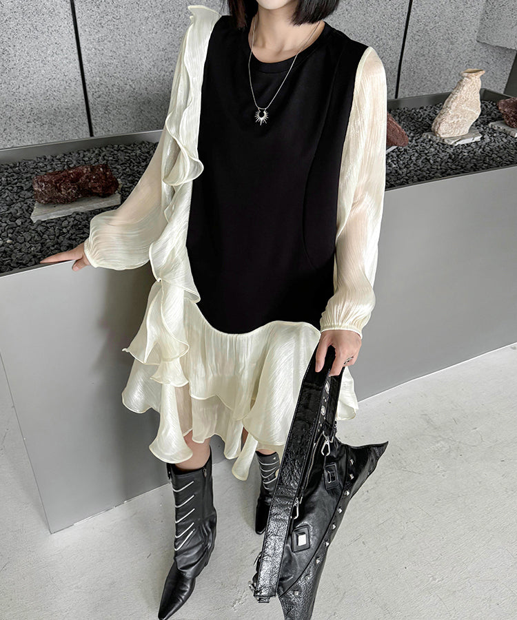 See-through ruffle dress