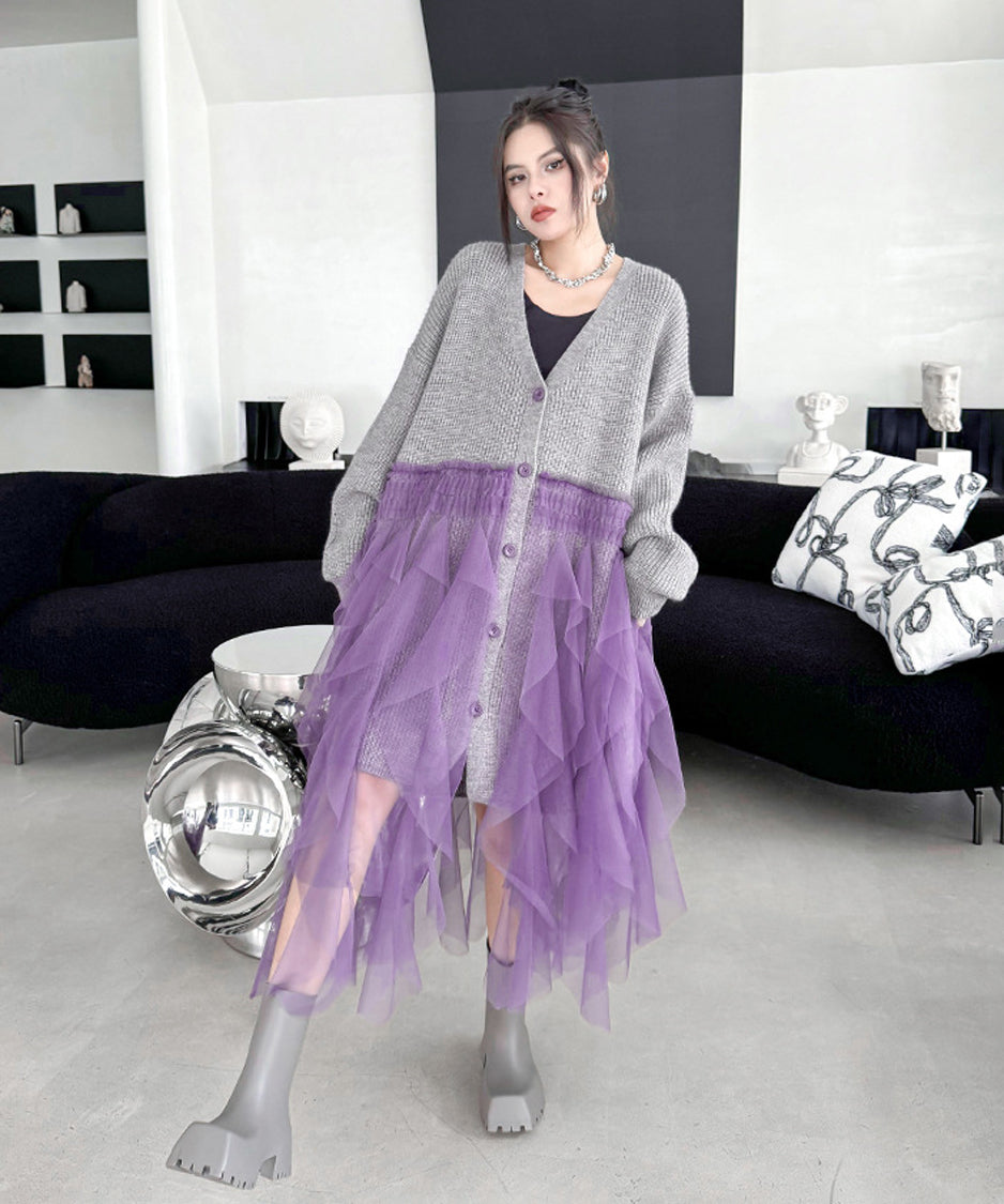 tiered mesh cardigan