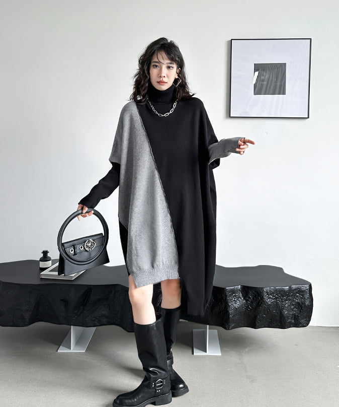 Two-tone knit dress
