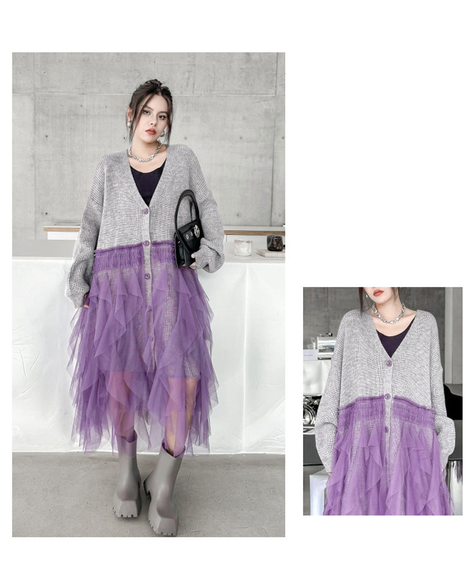 tiered mesh cardigan