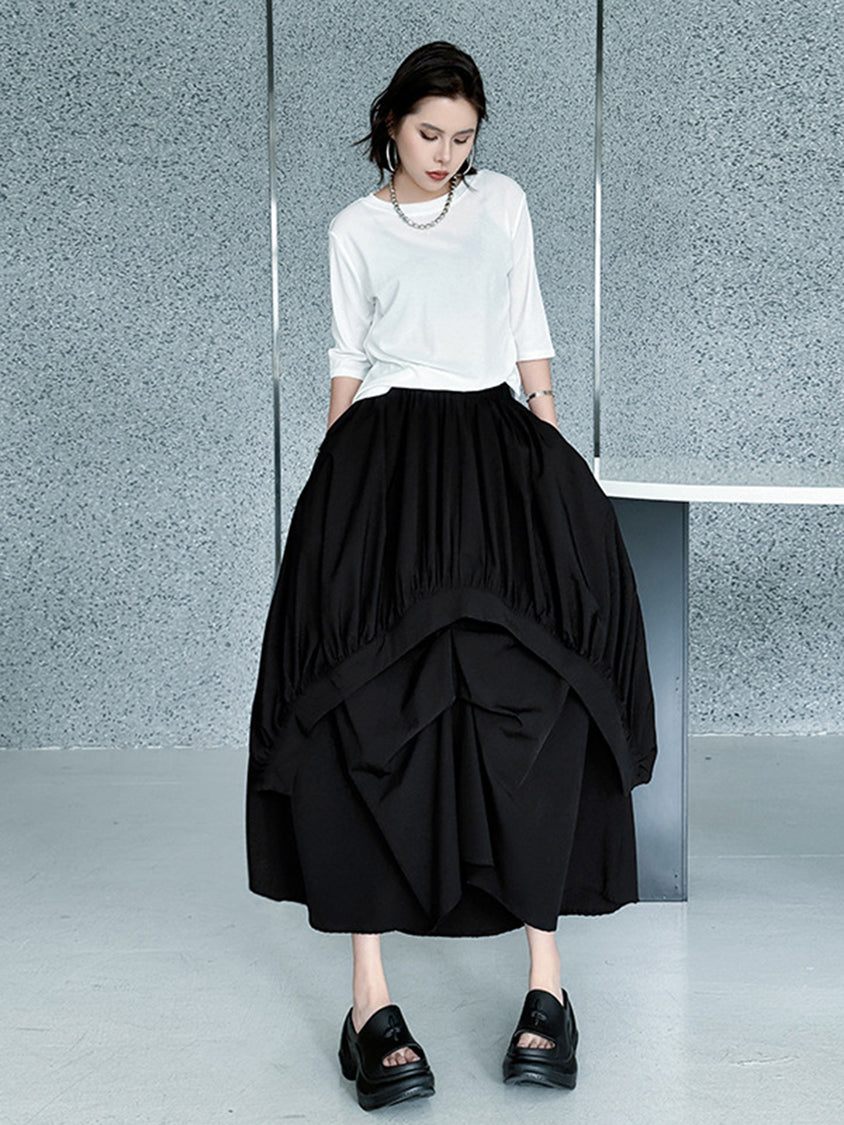 Crushed layered skirt