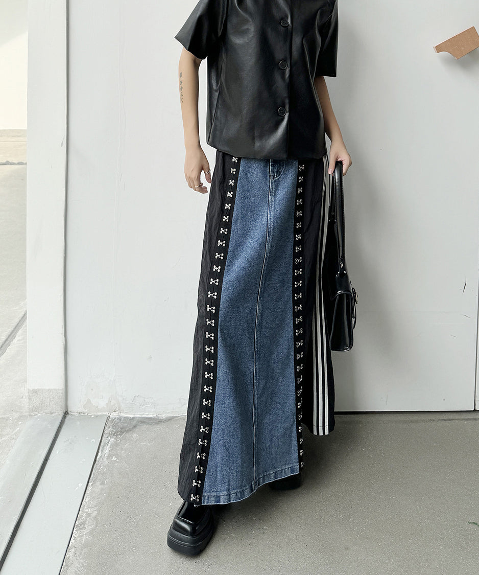 Sideline denim skirt