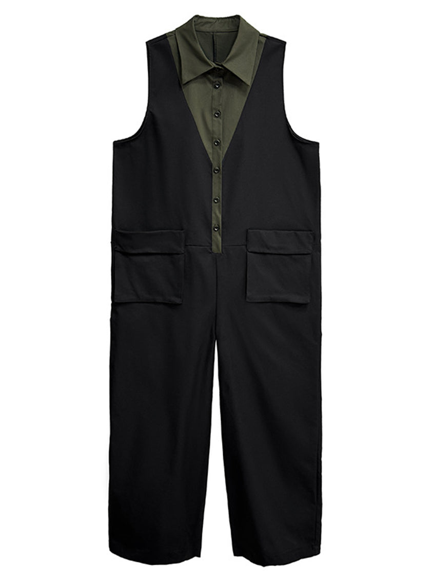 Center tuck wide jumpsuit
