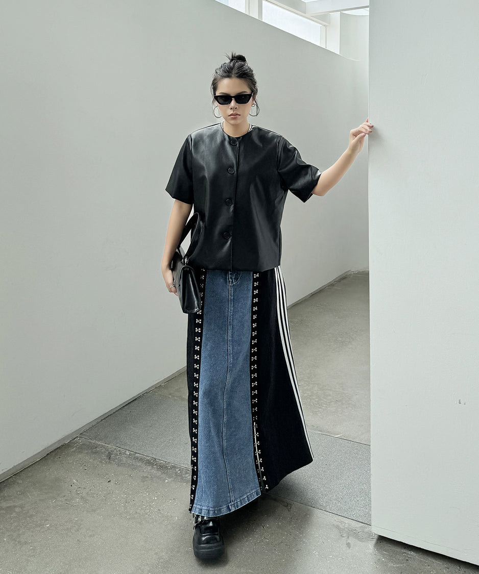 Sideline denim skirt
