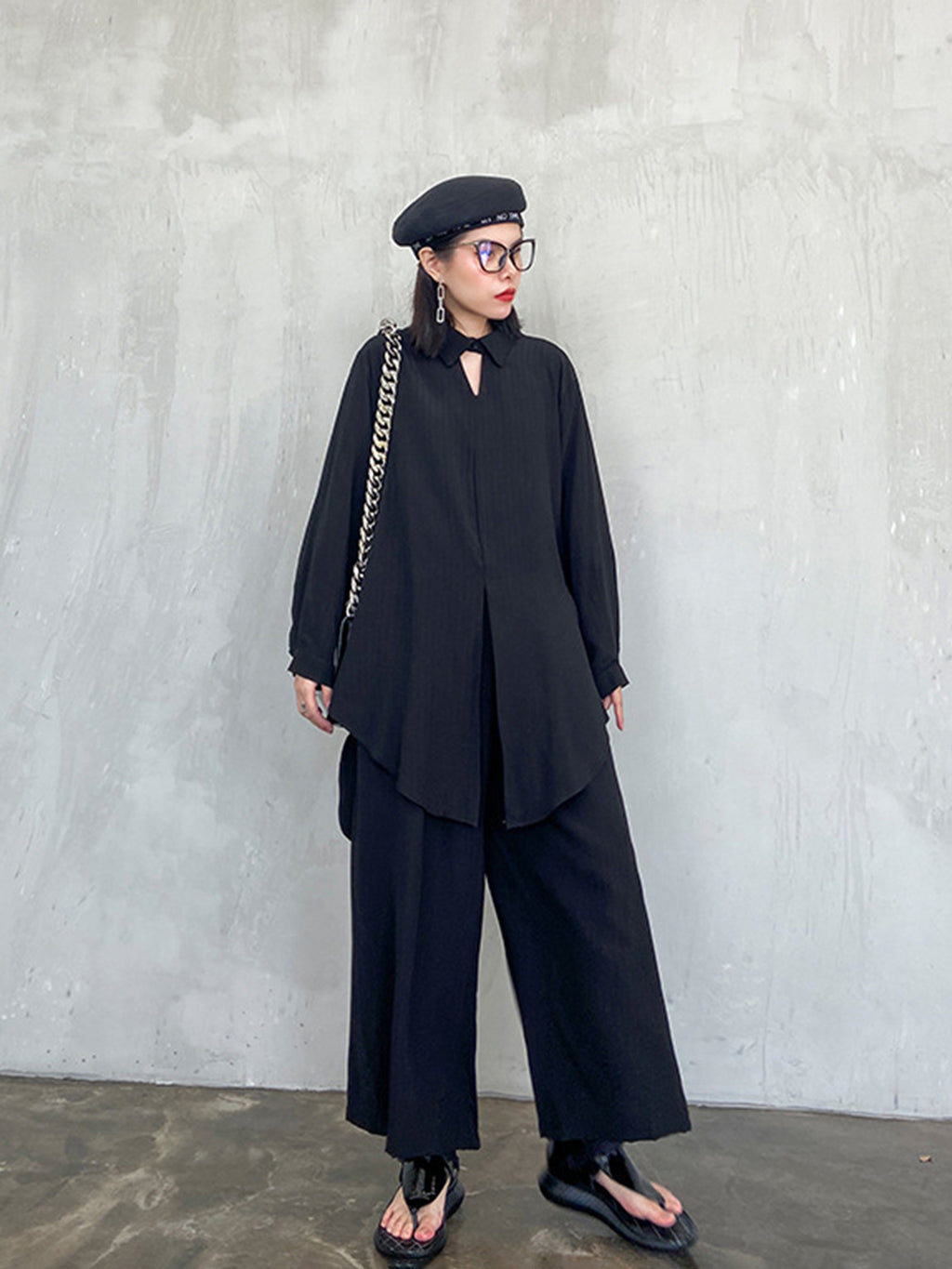 Center slit top and pants