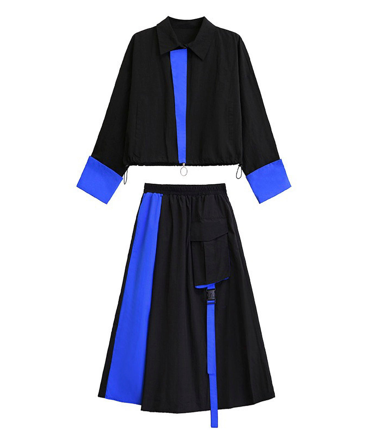 Two-tone jacket and skirt