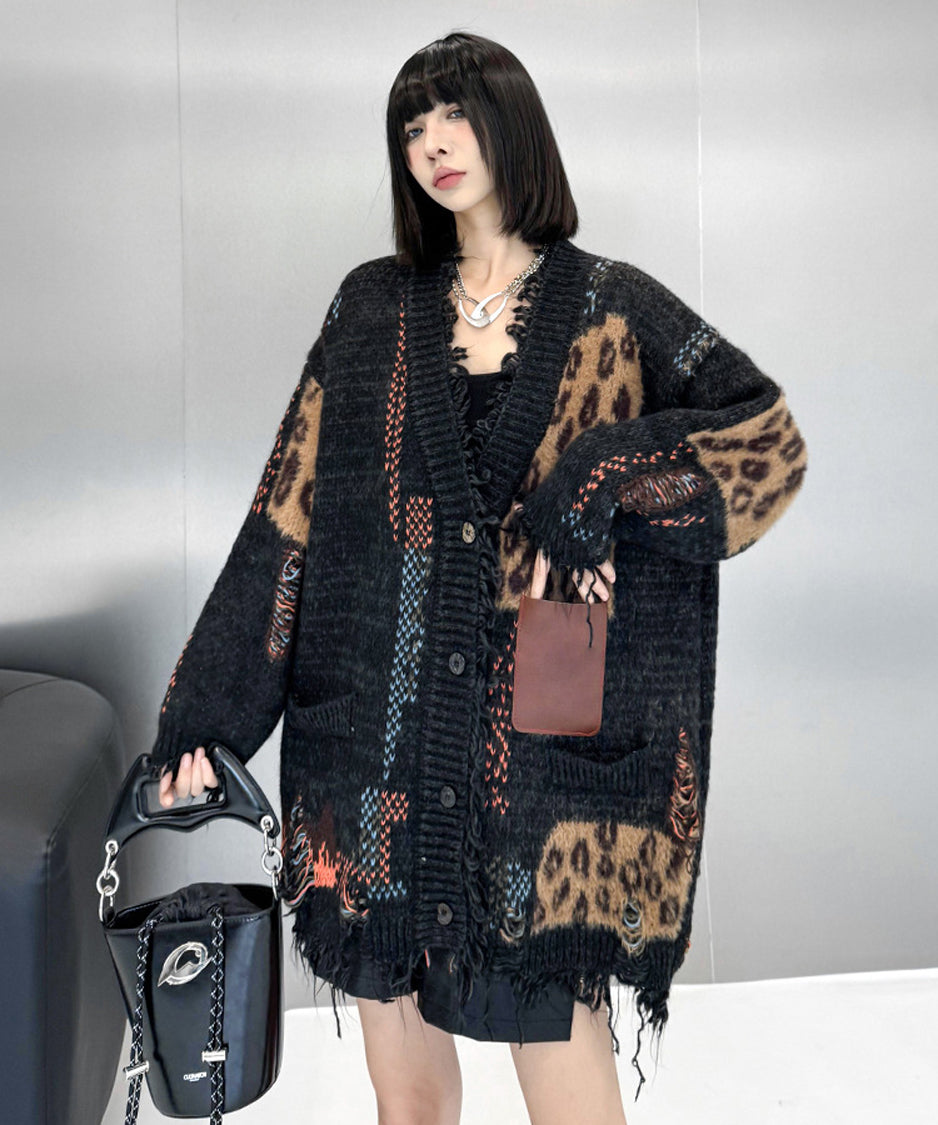 Leopard knit cardigan