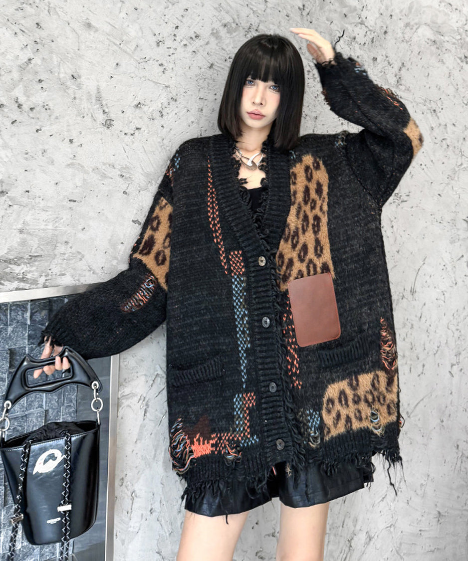 Leopard knit cardigan