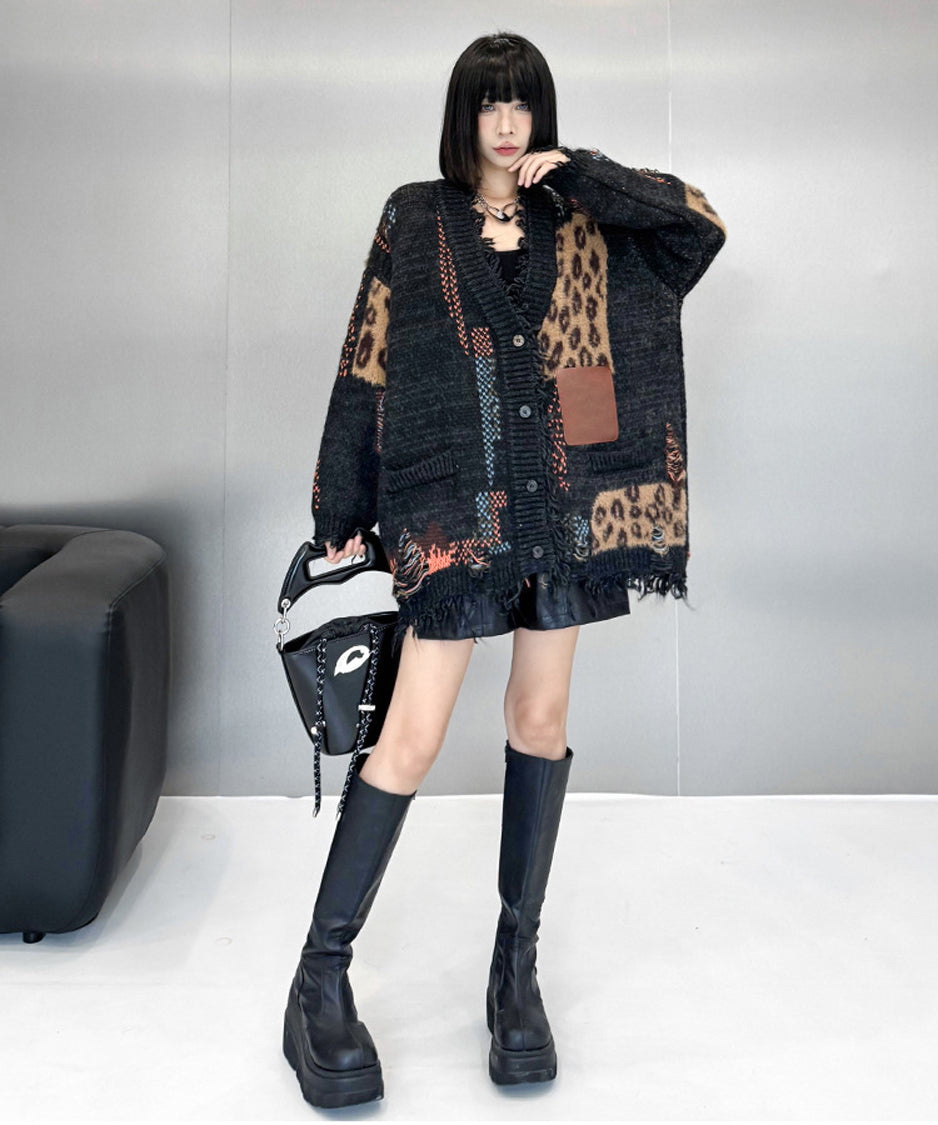 Leopard knit cardigan